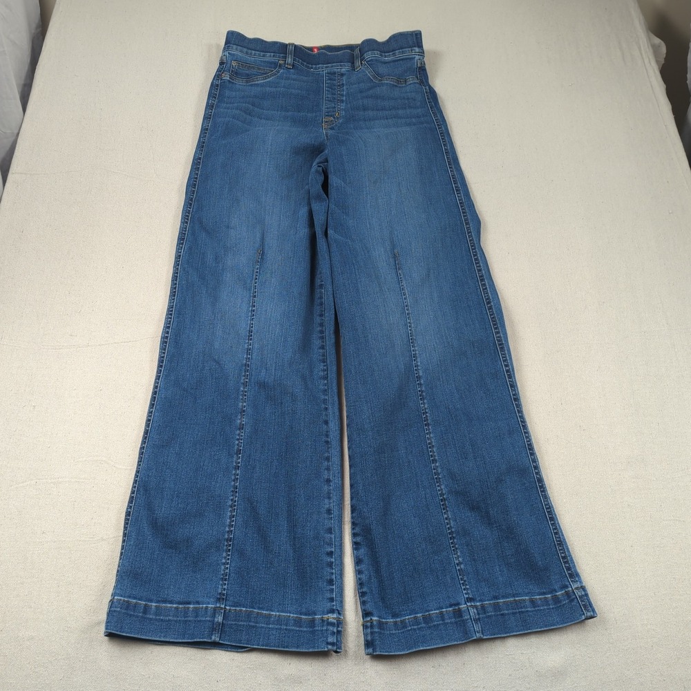SPANX Wide Leg Flare Jeans in Medium Blue